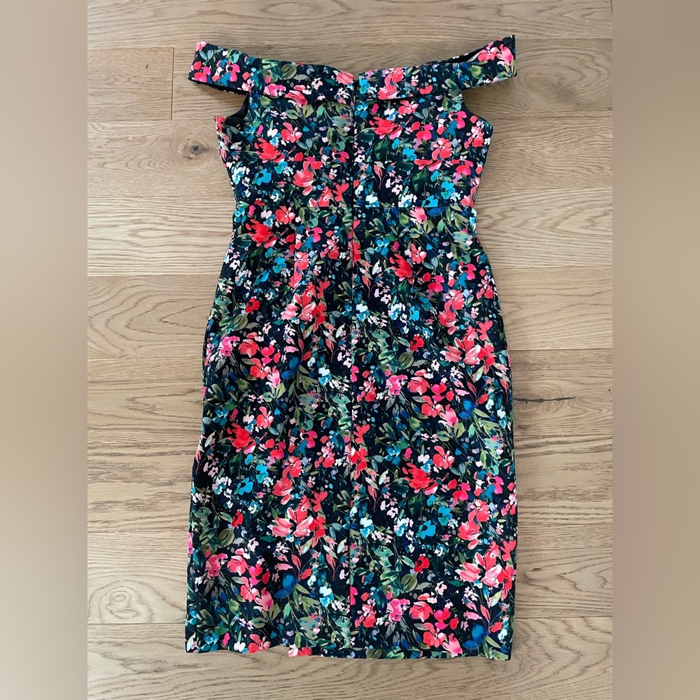 Aidan By Aidan Mattox Floral-print Off-the-shoulder Crepe Dress Size US 10